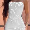 Womens Sexy Summer Two Piece Outfits Bandeau Going Out Crop Tops Bodycon Skirt Sets Mini Dress