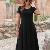Womens Casual Dresses for Summer Short Sleeve Flare Midi Dress Loose Flowy Beach Sundress