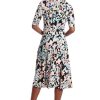 Womens Elbow Sleeve A-line Midi-Pretty Garden Party Special Occasion Wedding Guest Dress