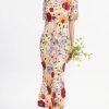 41NnBV2ajcL.jpg Women's 3D Floral Short Sleeves Crew Neck Fishtail Mesh Embroidery Party Cocktail Maxi Dress