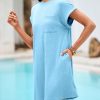 Women's Summer T Shirt Dress Casual Short Sleeve Crewneck Loose Fit Mini Dresses with Pockets