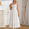 Summer Corset Midi Dress Elegant Square Neck Flowy A Line Wedding Guest Tea Party Dresses for Women Sundress 2025