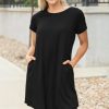 41Pn2Qw04ML.jpg Womens Summer Dresses Beach Casual Loose Tshirt Floral Short Sleeve Flowy Pockets Sundresses