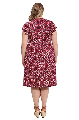 Women's V-Neck Ruffle Sleeve Matte Jersey Dress Casual Summer Fun Easy Wear to Brunch