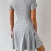 Women's Boho 2025 Summer Mini Dress, Solid Round Neck Dress