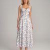 Floral Corset Midi Dresses for Women 2025 Lace Up Flowy Summer Wedding Guest Dress with Pockets