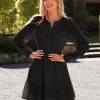 Womens Eyelet Long Sleeve Mini Dress 2025 Fall Boho Embroidery V Neck A Line Casual Short Party Dresses