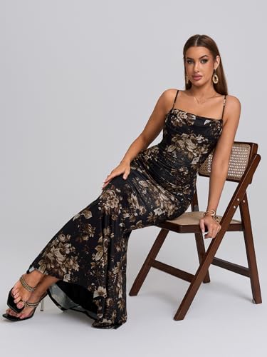 Women's Sleeveless Bodycon Corset Maxi Dress Spaghetti Strap Ruched Elegant Evening Wedding Guest Long Formal Dresses