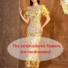 Women's 3D Floral Embroidery Dress Ruffle Sleeve Fishtail Lace Bodycon Party Cocktail Mini Dress