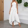 41TmSkAMeL.jpg Chiffon Tiered Dresses for Women Formal Halter Sleeveless Flowy Maxi Dress Summer Sexy Irregular Hem Solid Sundresses