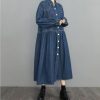 41UDEHq1IL.jpg Womens Fall Winter A-Line Long Denim Trench Coat Loose Casual Button Down Maxi Jean Shirt Dress