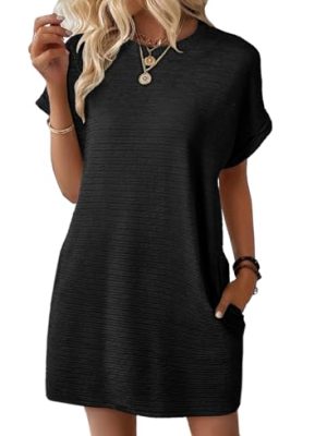 Womens Summer Dresses Fashion 2025 Short Sleeve Spring Mini Dress Casual Beach Vacation Clothes Dresses