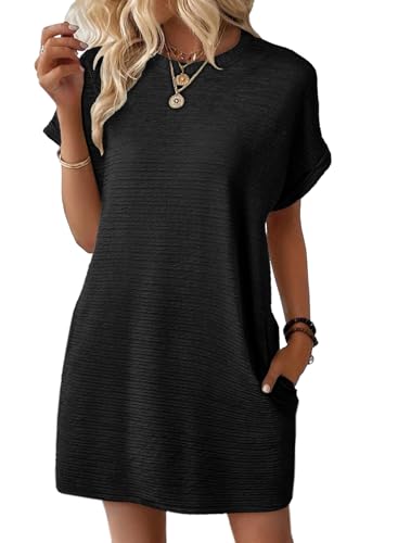 Womens Summer Dresses Fashion 2025 Short Sleeve Spring Mini Dress Casual Beach Vacation Clothes Dresses