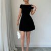 Women's Mini Sexy Dress 2025 Summer Cap Sleeve Elegant & U-Neck Backless Fit Dress