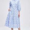 Women V-Neck Floral Maxi Dress Elegant Printed Button Down Puff Sleeve Tiered A-Line Flowy Party Long Dress with Pocket