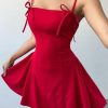 Women's Mini Sexy Dress 2025 Summer Sleeveless Spaghetti Strap Tie Mini Dress