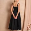 Summer Corset Midi Dress Formal Flowy A Line Lace Spaghetti Strap Wedding Guest Dresses for Women Sundress with Pockets
