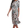 Womens Elbow Sleeve A-line Midi-Pretty Garden Party Special Occasion Wedding Guest Dress