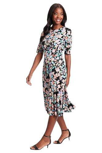 Womens Elbow Sleeve A-line Midi-Pretty Garden Party Special Occasion Wedding Guest Dress