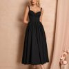 Summer Corset Midi Dress Formal Flowy A Line Lace Spaghetti Strap Wedding Guest Dresses for Women Sundress with Pockets