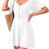 Womens Dresses 2025 Spring Summer Deep V Neck Casual Bow Tie Mini Cocktail Beach Dress