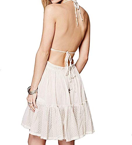 Summer Deep V Neck Bohemian Women Mini Short Dress Backless Beach Boho Dress