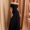 Off The Shoulder Maxi Dress for Women Summer Ruched Bodycon Pleated Flowy Formal Wedding Guest Long Dresses