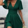 Women's Boho 2025 Summer Mini Dress, Sleeve Ruched Waist Dress