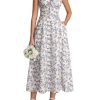 Floral Corset Midi Dresses for Women 2025 Lace Up Flowy Summer Wedding Guest Dress with Pockets