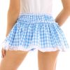 Women Men Sissy Pleated Mini Skirt Lace Hem Plaid Gingham Short Skirt Lingerie Fancy Dress