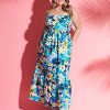 Women's Cotton Smocked Back Babydoll Tiered Maxi Dress