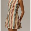 Women's Color Block Crochet Boho Bodycon Mini Dress Summer Peasant Vacation Sleeveless Tank Sundresses 2025