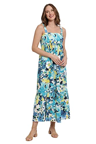 Women's Cotton Smocked Back Babydoll Tiered Maxi Dress