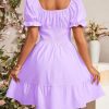 Women's Boho 2025 Summer Mini Dress, Square Neck Ruched Ruched Hem Elegant Dress