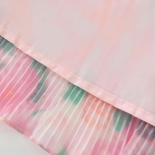 Women's Bohemian Summer Floral Printed Ruffle Pleated Halter Dress Beach Vacation Cute Pink Dresses