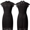 Women's Sleeveless Lace Floral Elegant Cocktail Dress Crew Neck Knee Length for Party