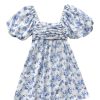 Women's Floral Dress Puff Sleeve Dress Square Neck Summer Vacation Picnic Mini Dresses