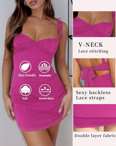 Women's Summer Mini Dresses Sexy Lace Straps Sweetheart Neckline Backless Cocktail Party Bodycon Dress