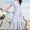 High Neck Ruffle Maxi Breezy Vacation Summer Dresses for Women