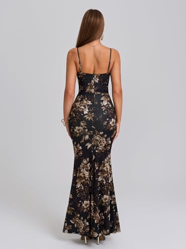 Women's Sleeveless Bodycon Corset Maxi Dress Spaghetti Strap Ruched Elegant Evening Wedding Guest Long Formal Dresses