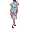 Women's Short Ruched Sleeve Jewel Neck Sheath Mini Dress