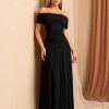 Off The Shoulder Maxi Dress for Women Summer Ruched Bodycon Pleated Flowy Formal Wedding Guest Long Dresses