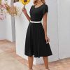 Womens Casual Dresses for Summer Short Sleeve Flare Midi Dress Loose Flowy Beach Sundress
