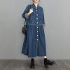 41gMd6rEJbL.jpg Womens Fall Winter A-Line Long Denim Trench Coat Loose Casual Button Down Maxi Jean Shirt Dress