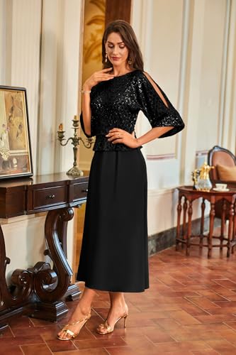 Sequin Dress for Women 2025 Mother of The Bride Dresses Wedding Guest Formal Chiffon Evening Gown