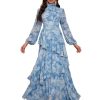 Summer Casual Dresses for Women 2024 Spring Fashion Boho V Neck Long Sleeve Ruffle Floral Print Elegant Maxi Dress