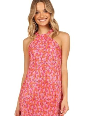 Women's Melody Plisse Halter Mini Dress