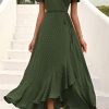 Women's Summer Maxi Dress Casual Wrap Floral Boho Short Sleeve V Neck Split Ruffle Beach Long Dresses