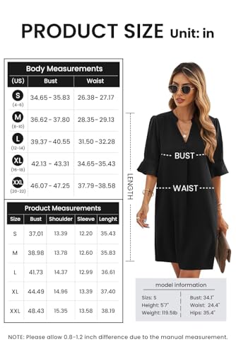 Summer Dresses for Women V Neck Ruffle Short Sleeve Casual Shift Dress