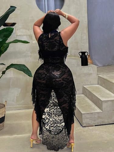 41kUSaaDJGL.jpg Women's short sleeve dress Sleeveless Sexy High Stretch Lace Mini Dress